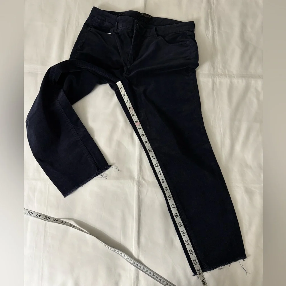 Talbots Flawless Five-Pocket Petites Navy Slim Ankle Frayed Hem Corduroy Pants - Picture 8 of 10